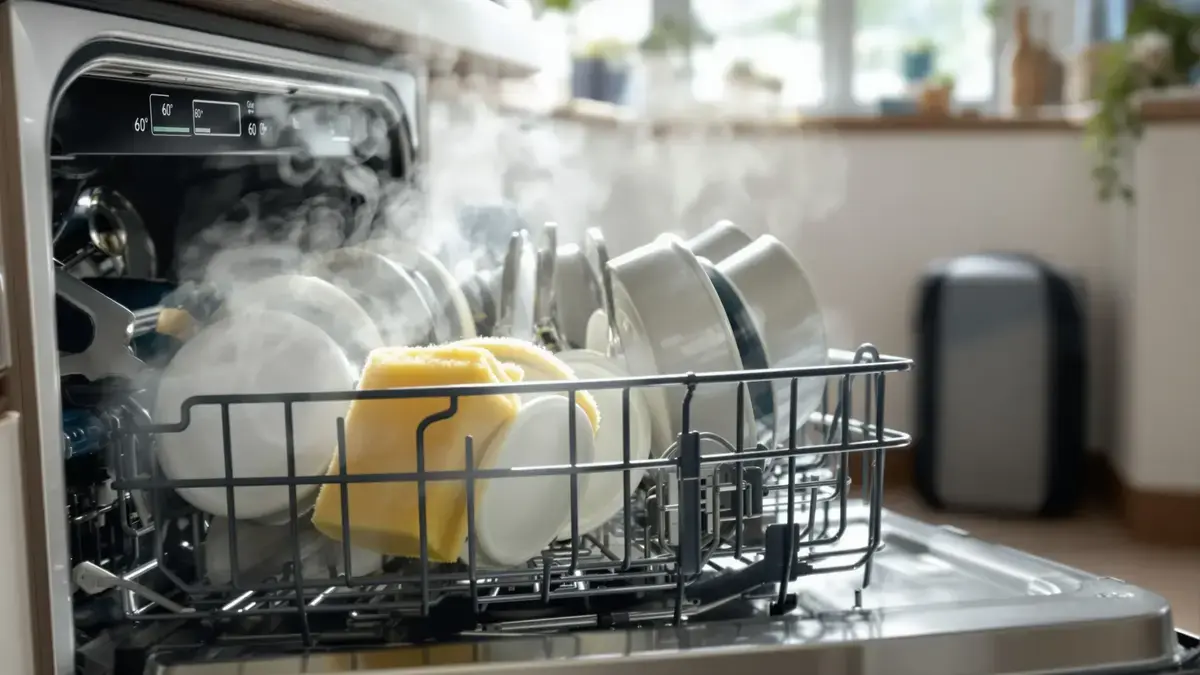 Vložte hubku do umývačky riadu pred odchodom na dovolenku, aby ste predišli problémom